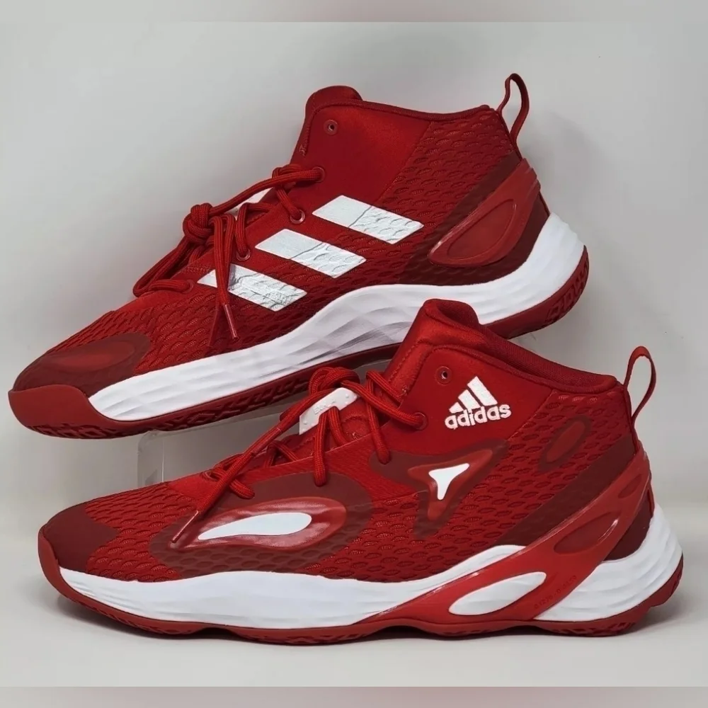 Adidas Exhibit A Sample Mens Size 12.5 Mid Basketball Shoes Red White GW7934 New